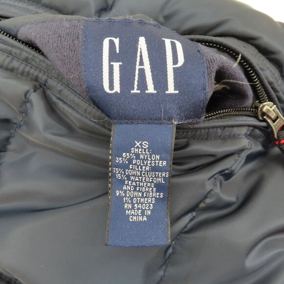 GAP Womens Extra Small XS Blue Red Reversible Zipper Down Puffer Vest 2000 Y2K - Picture 10 of 13